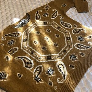 Madewell Bandana Paisley Knit Sweater Brown | Western Boho | Women’s Medium